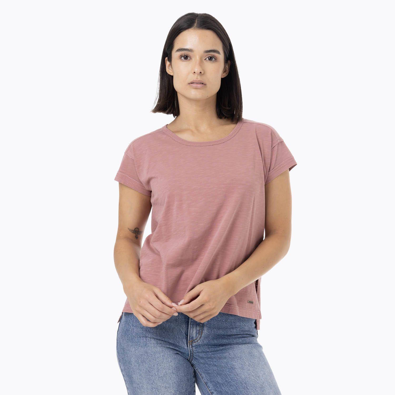 Polera Manga Corta Mujer Slub Rosado-0
