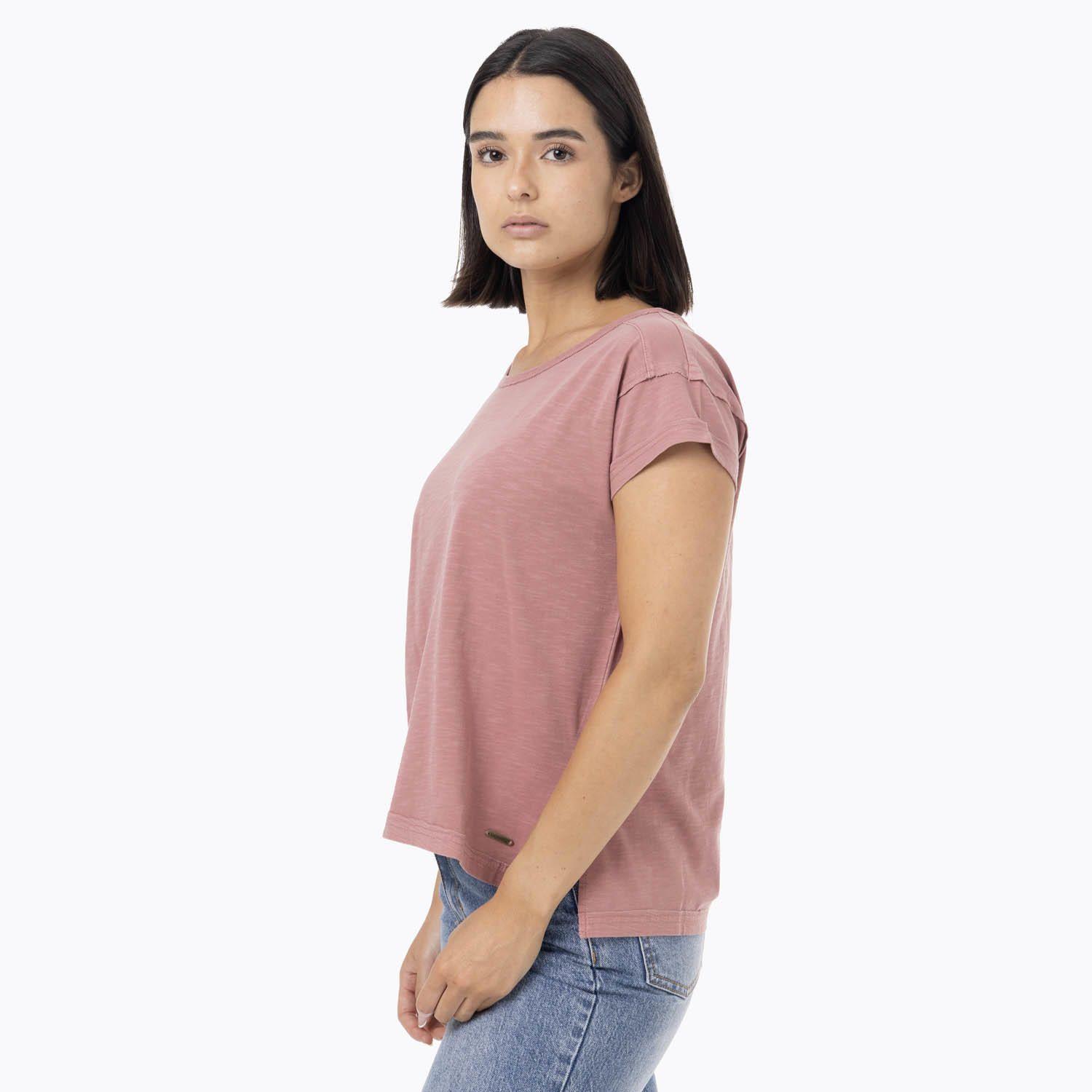 Polera Manga Corta Mujer Slub Rosado-1