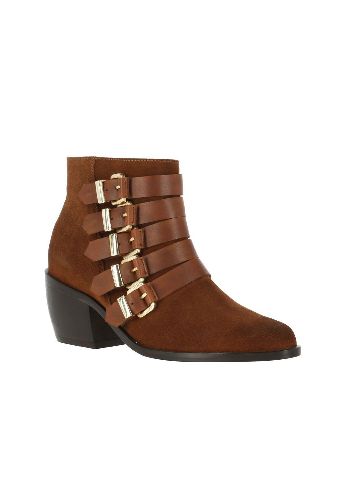 Botin Cuero Mujer Allie Café-0