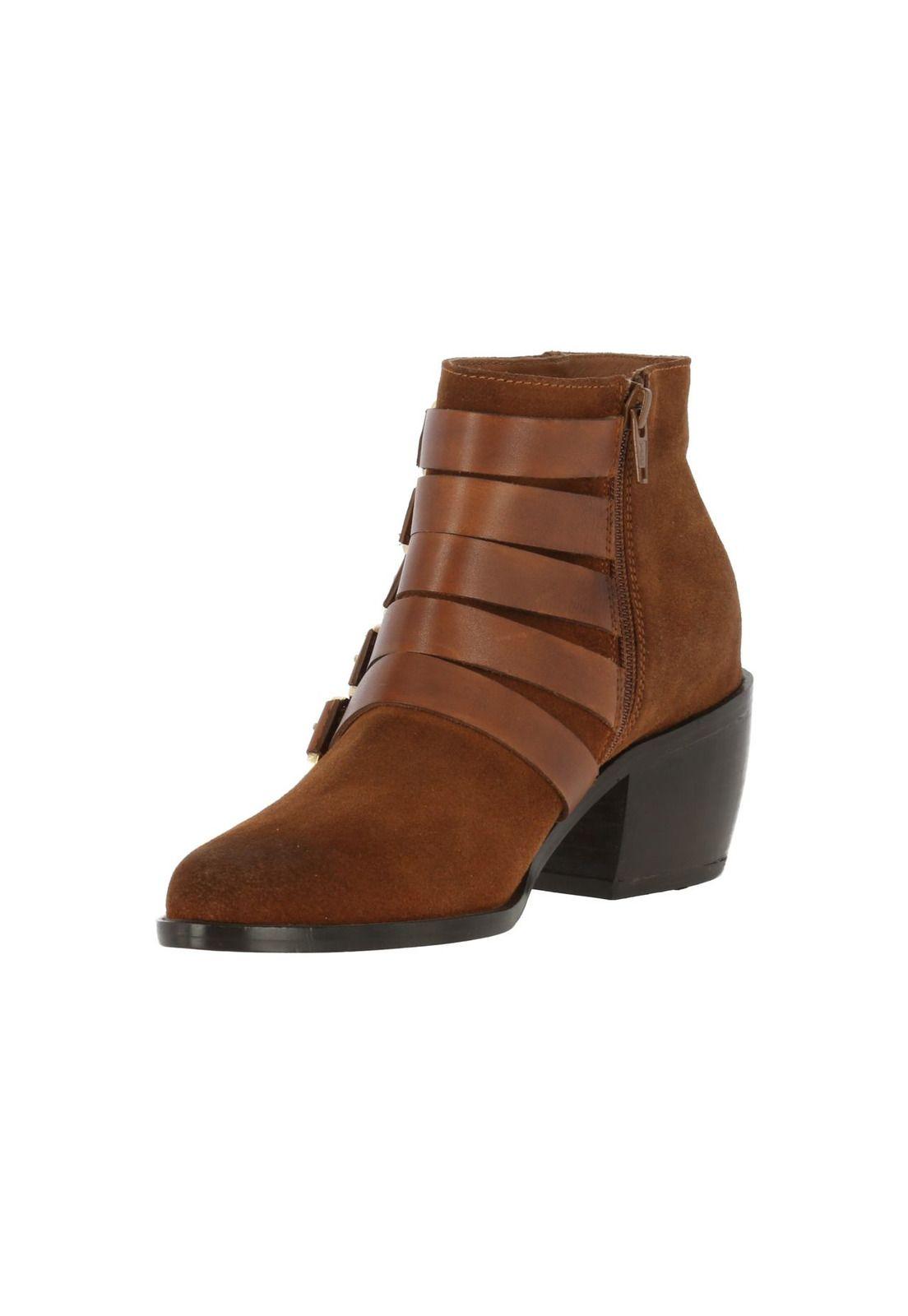 Botin Cuero Mujer Allie Café-1