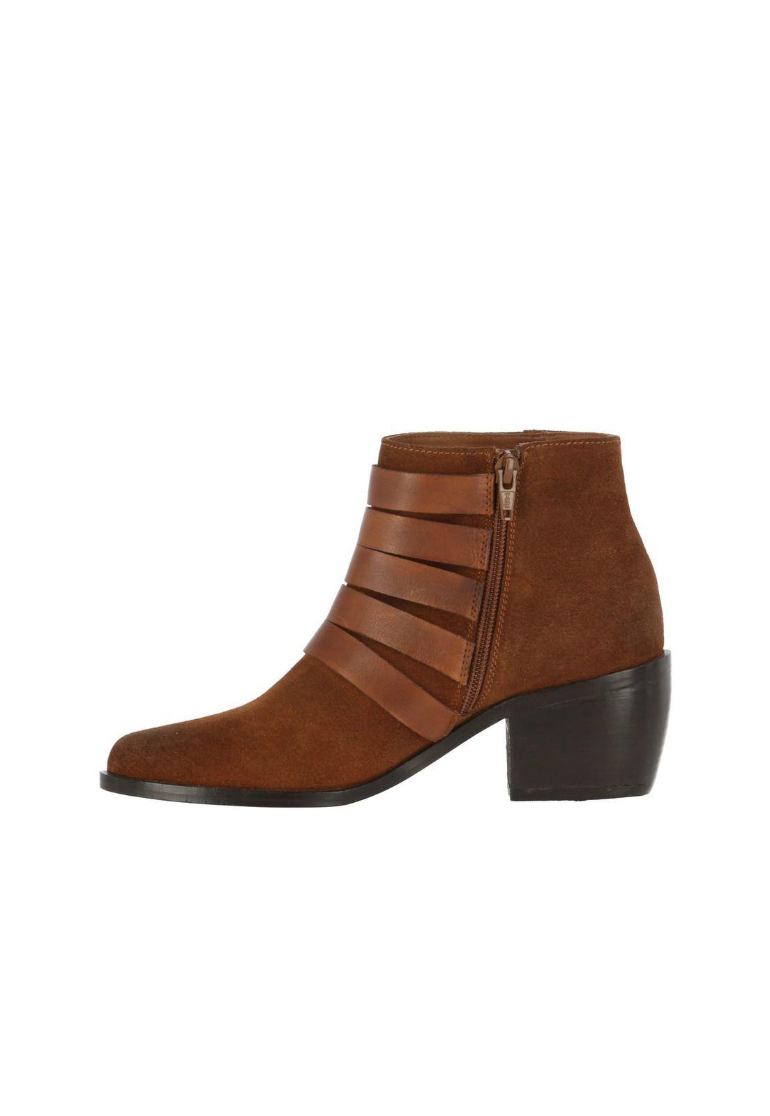 Botin Cuero Mujer Allie Café-2