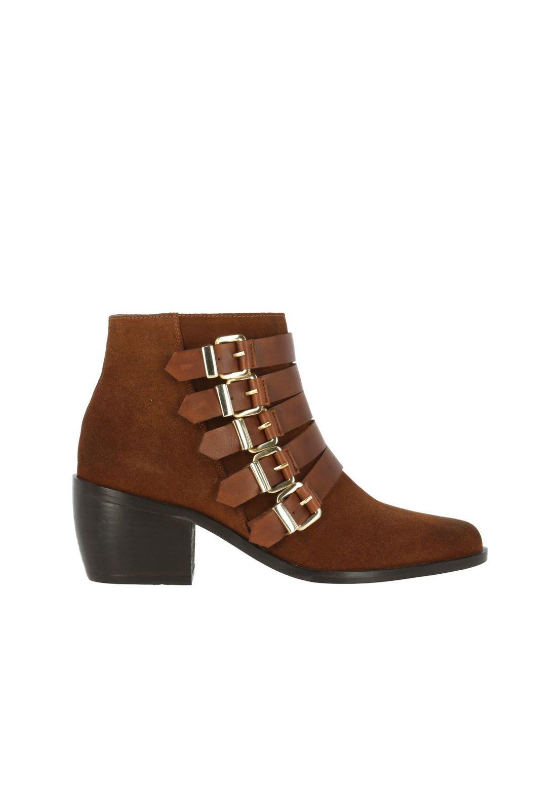 Botin Cuero Mujer Allie Café-3