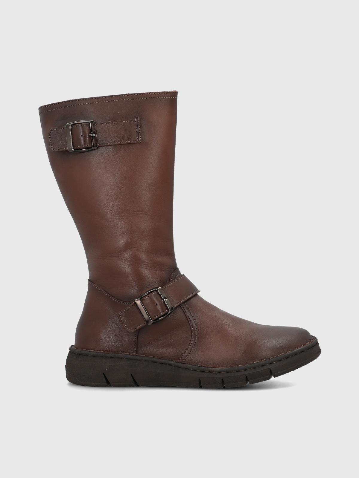 Bota Cuero Mujer Mildre Café-1