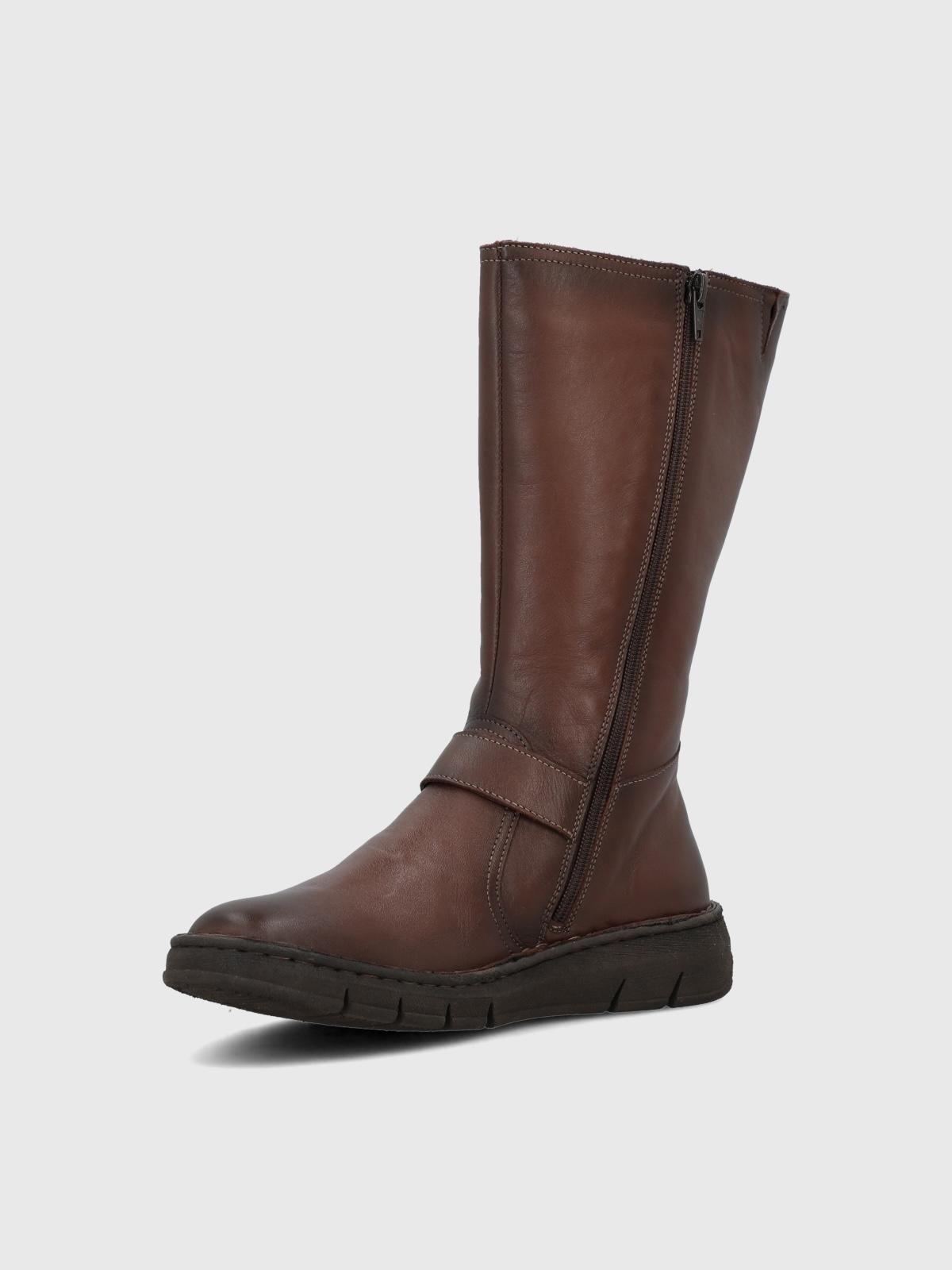 Bota Cuero Mujer Mildre Café-5