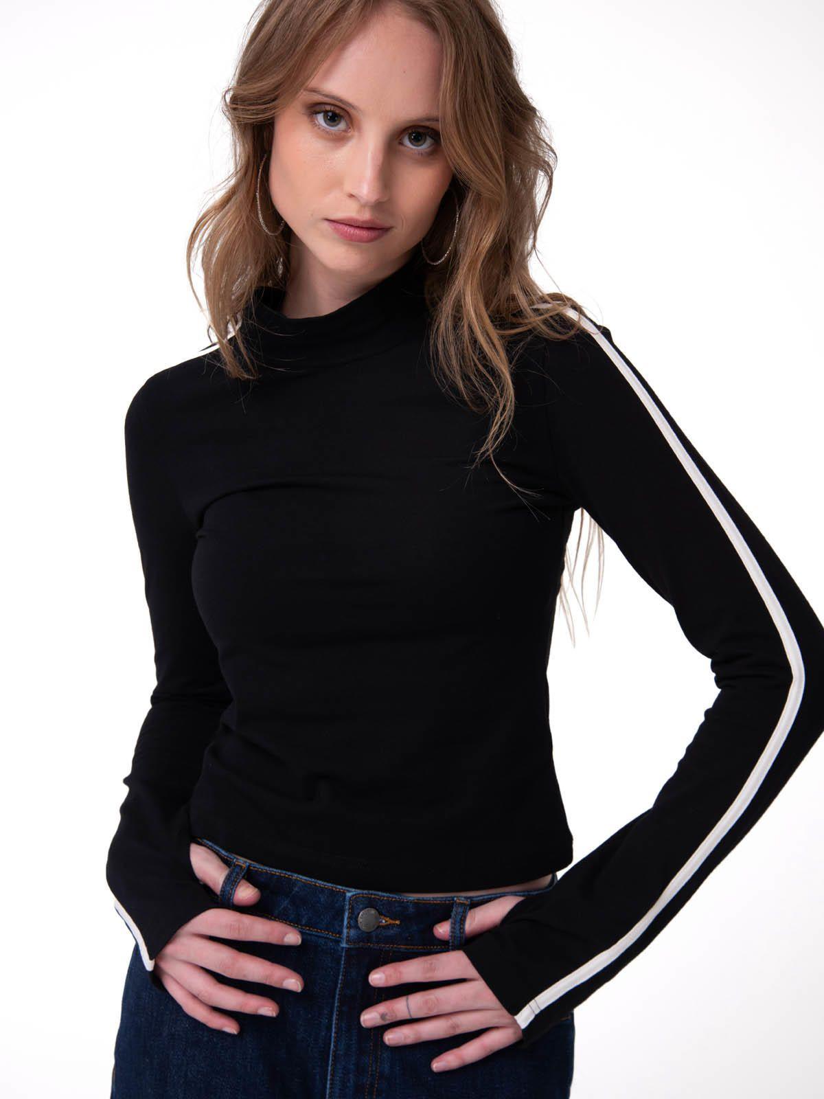 Polera Manga Larga Mujer Sporty Mock Neck Negro-0