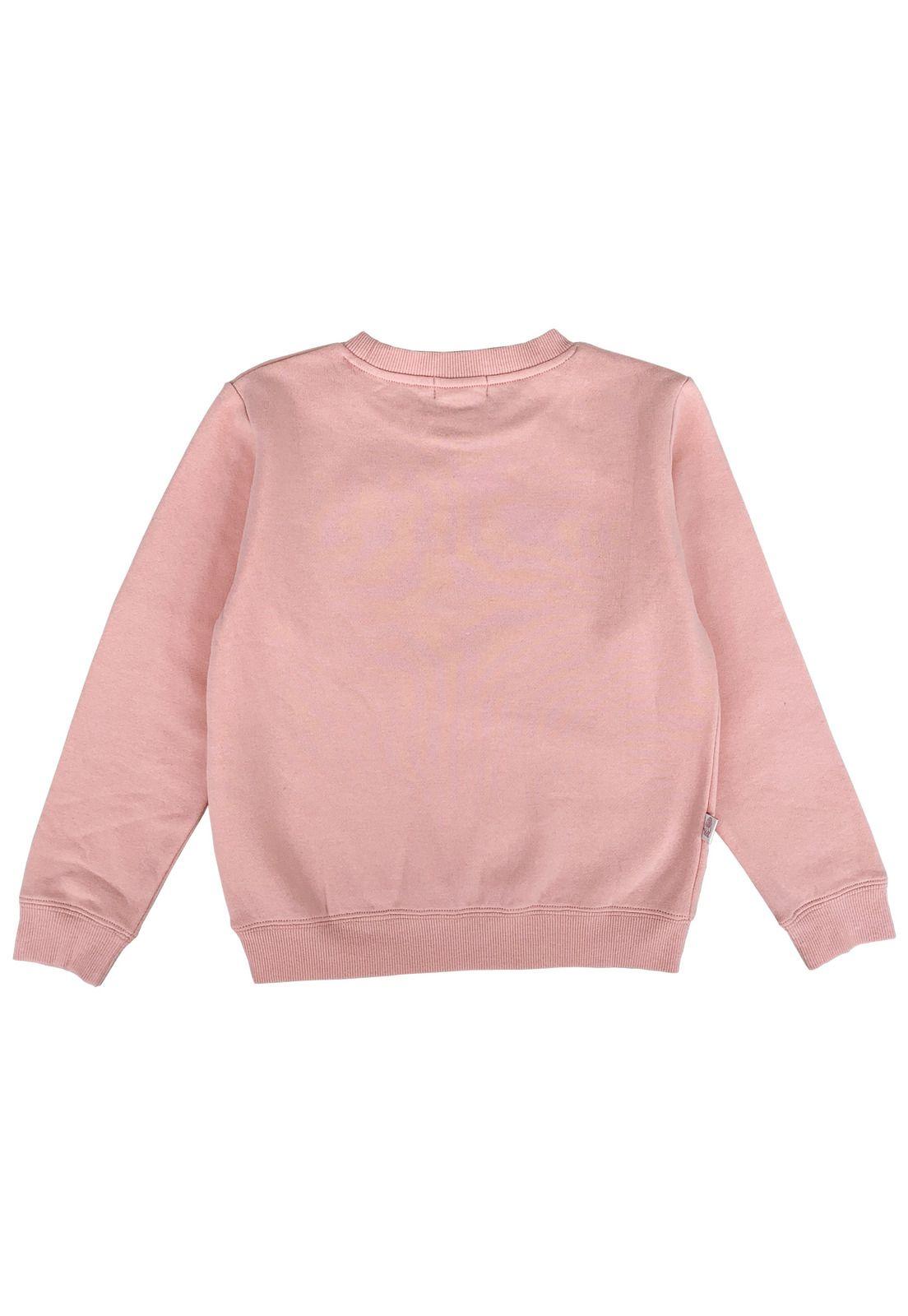 Polerón Flecos Niña Algodón Rosa-1