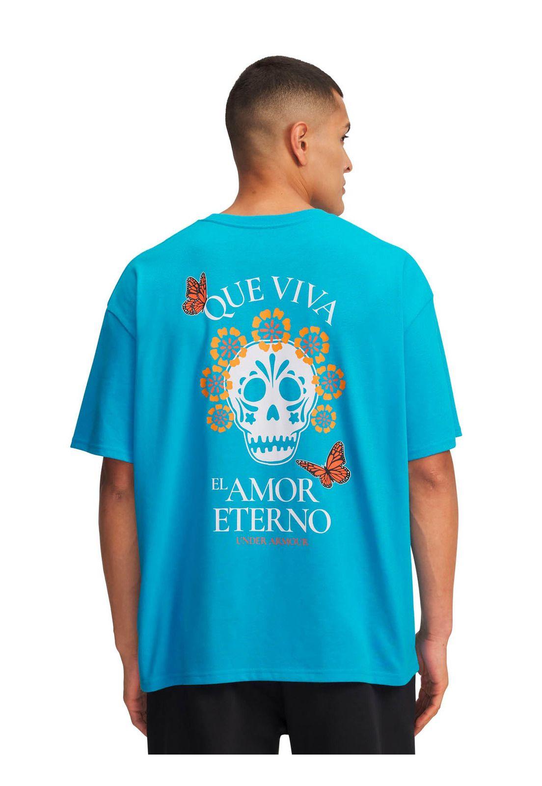 Polera Manga Corta Lifestyle  hombre Day Of The Dead HW azul -1