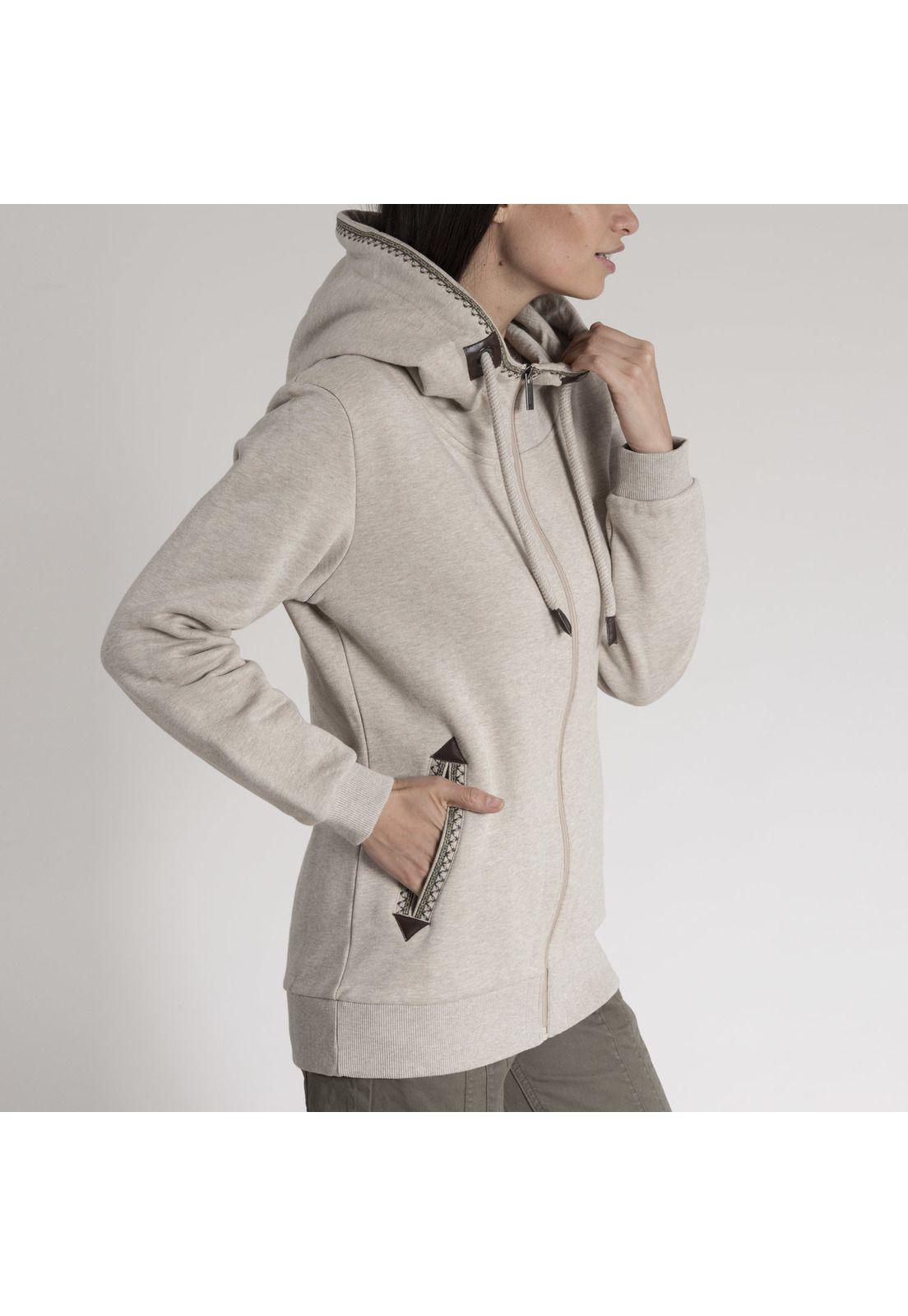 Poleron Mujer Pilos Algodón Beige-1