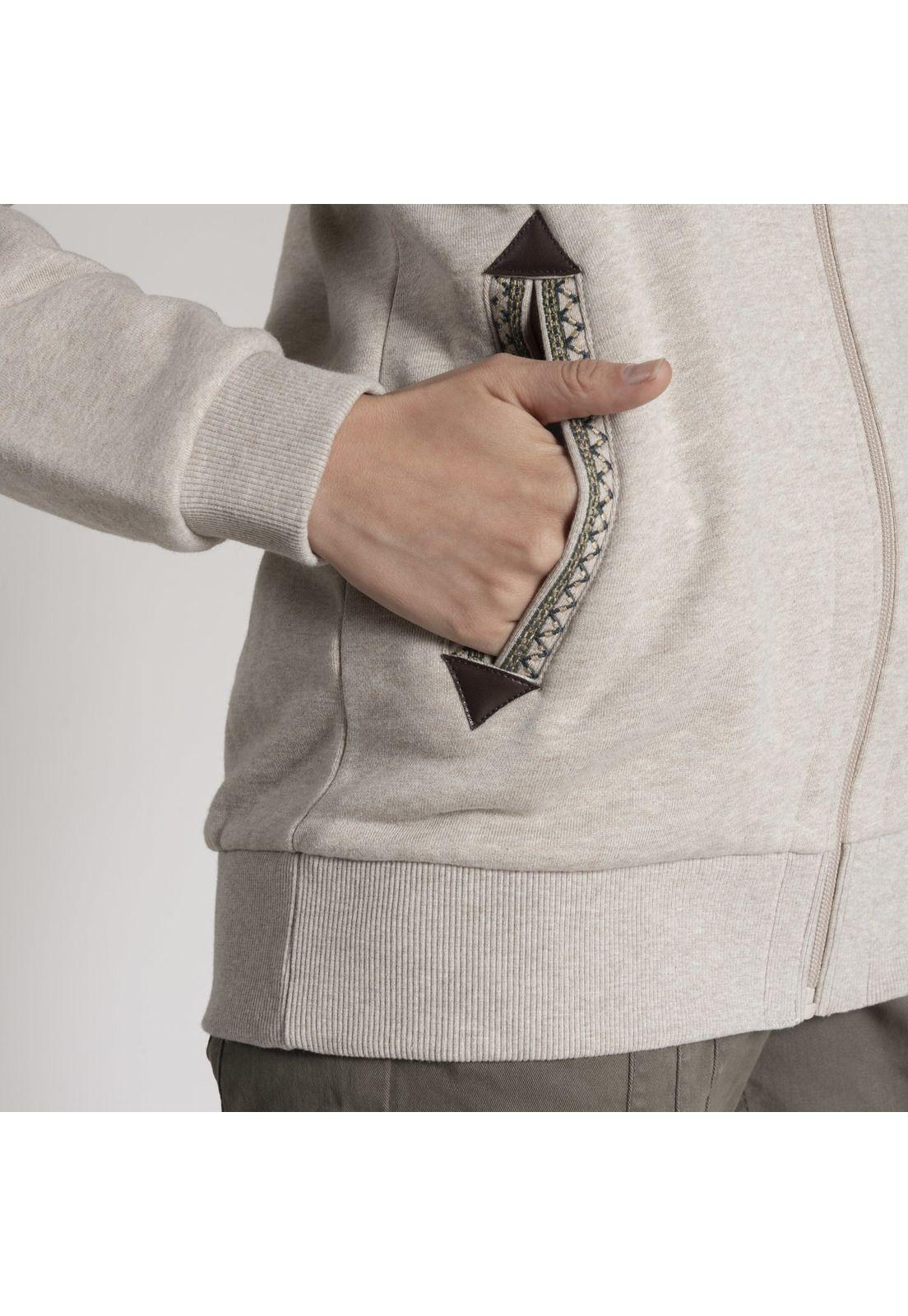 Poleron Mujer Pilos Algodón Beige-5