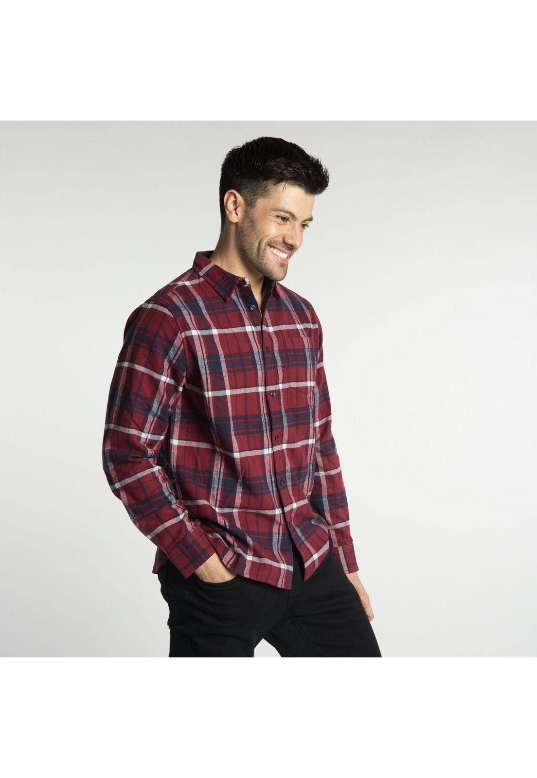 Camisa Manga Larga Hombre Fdtn Flannel Ls Shir Rojo-1