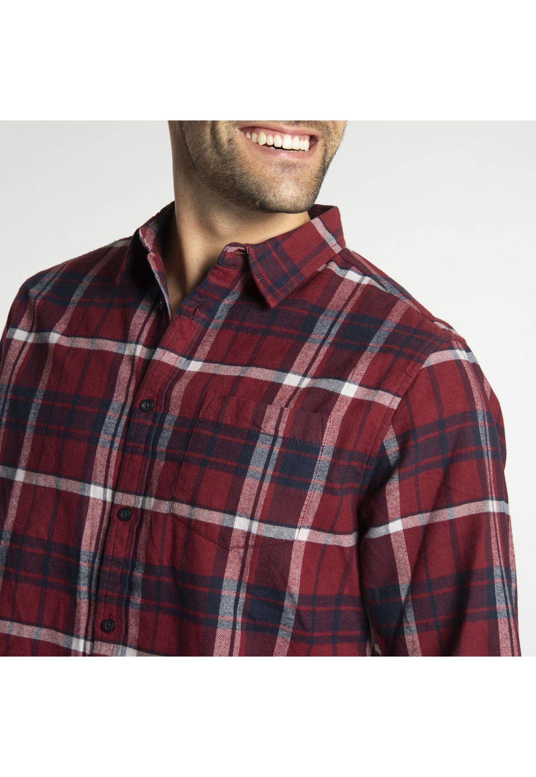 Camisa Manga Larga Hombre Fdtn Flannel Ls Shir Rojo-3