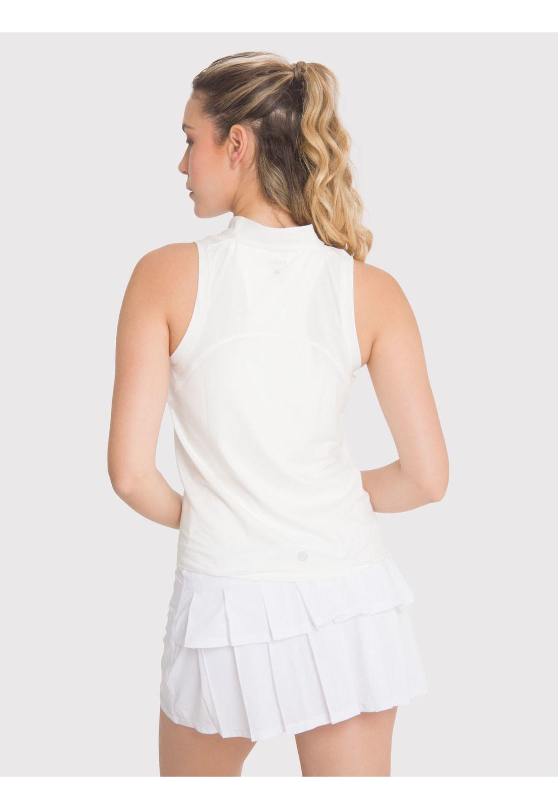 Polera deportiva Mujer Tank Half Zipper Blanca-1