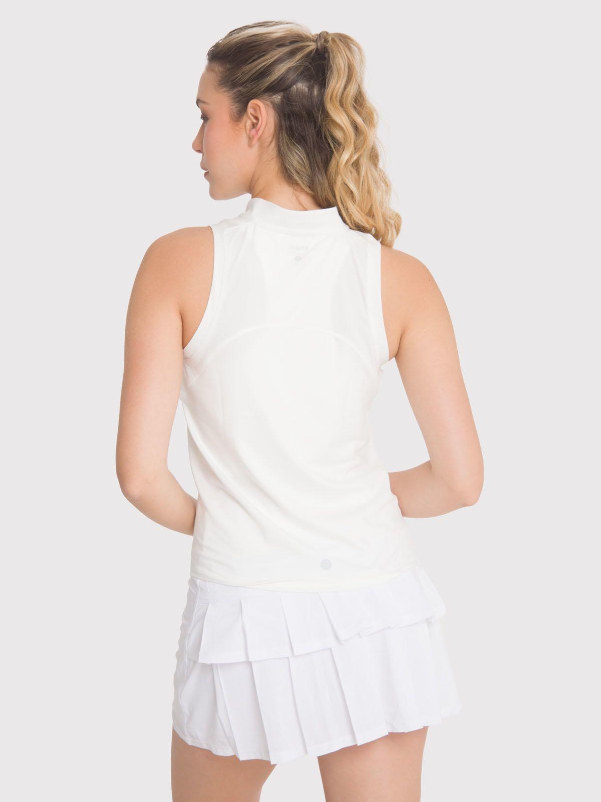 Polera deportiva Mujer Tank Half Zipper Blanca-1