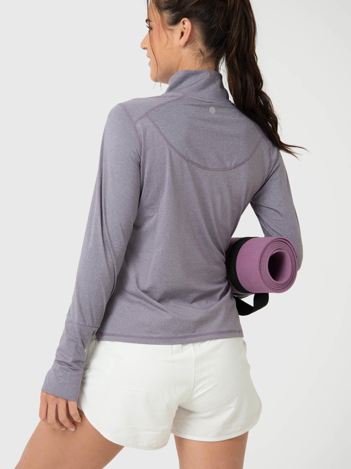 Polerón Mujer LS Half Zip Gris-3