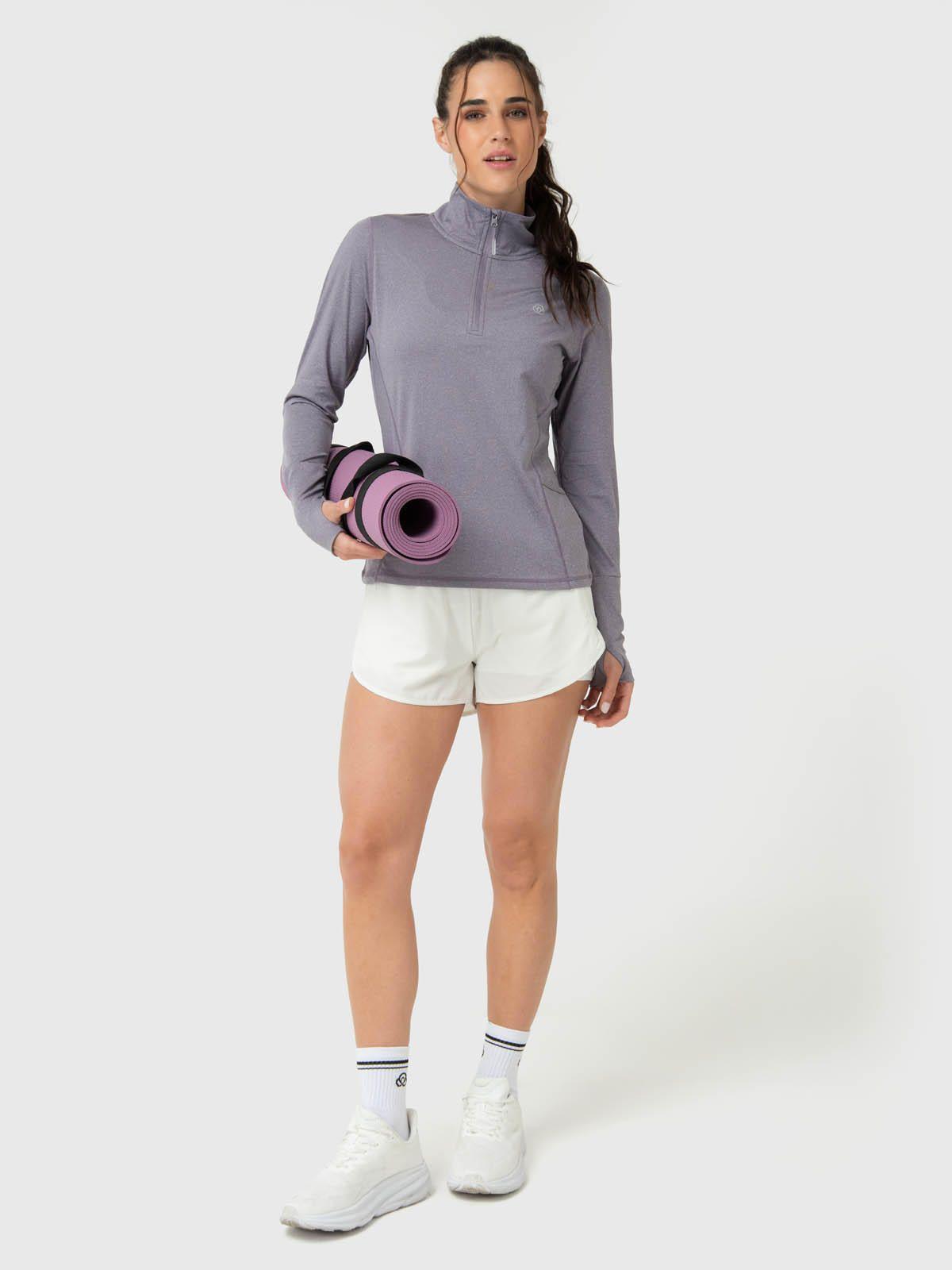 Polerón Mujer LS Half Zip Gris-4