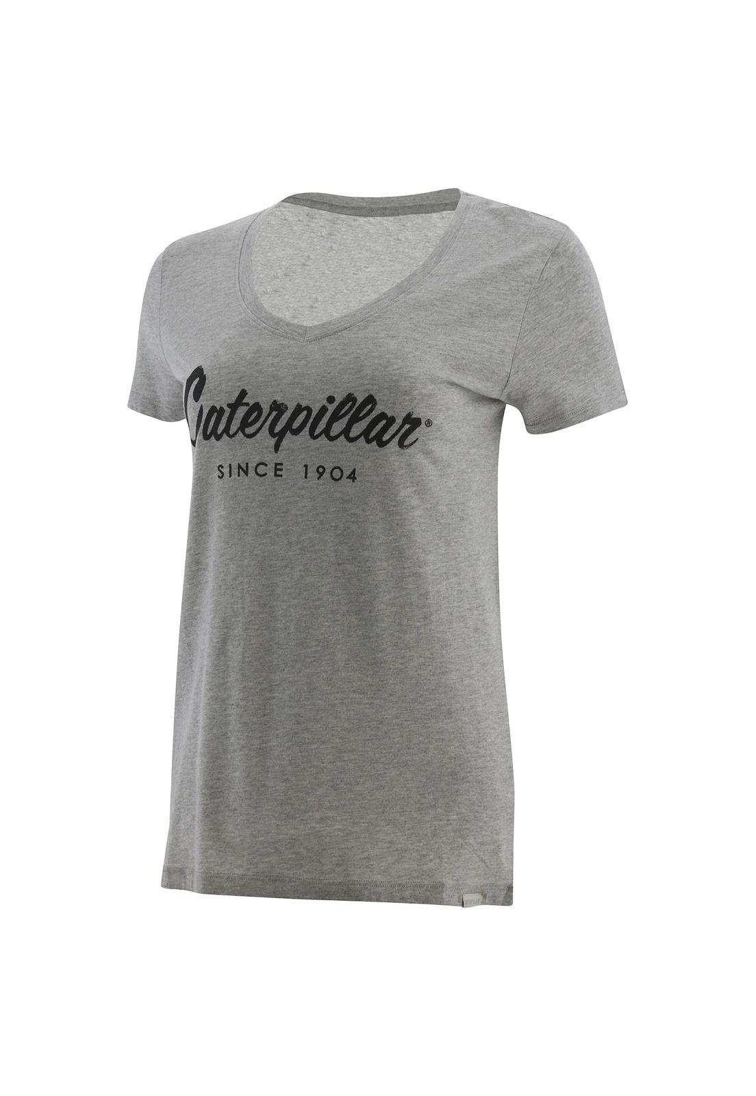 Polera M/C Mujer Logo Script V-Neck Tee Gris-0