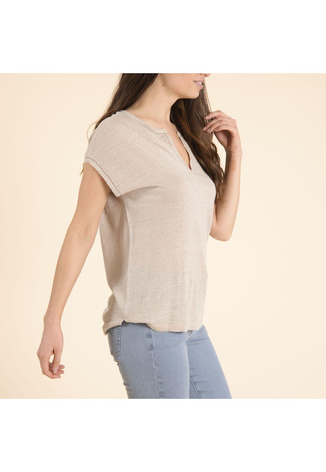 Polera Lino Orgánico Mujer Cleo Beige-2