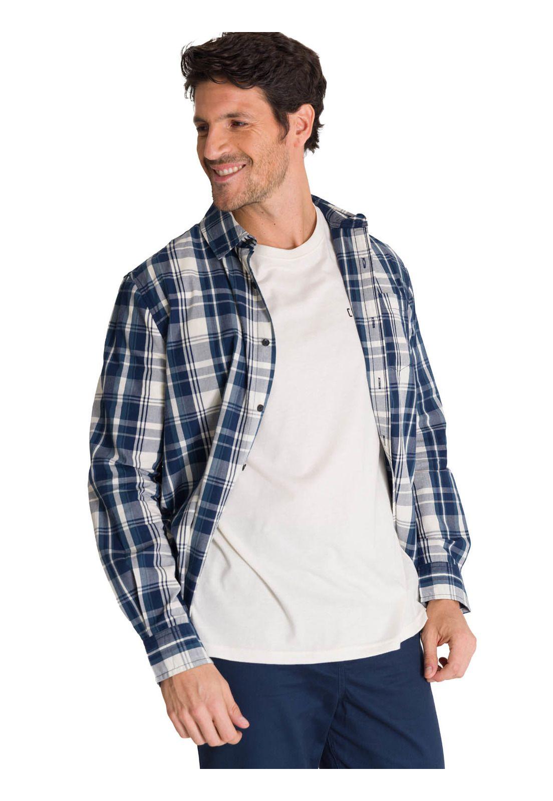 Camisa Manga Larga Hombre Poplin Azul-0