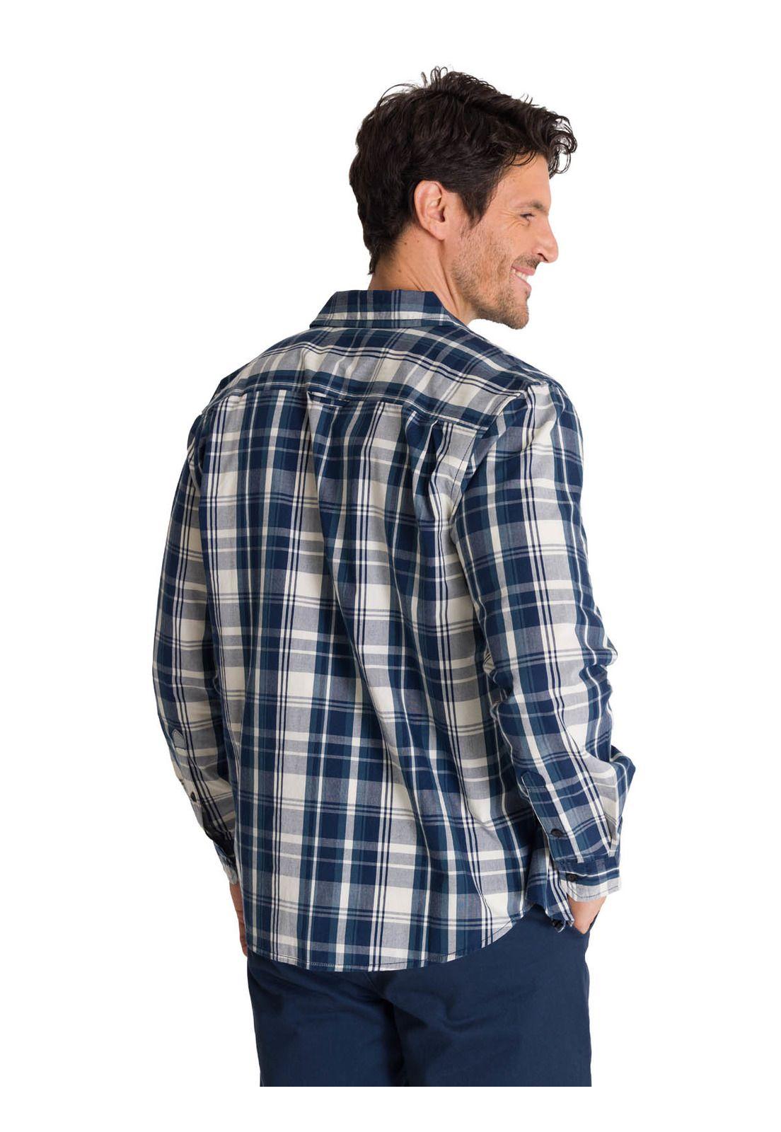 Camisa Manga Larga Hombre Poplin Azul-4