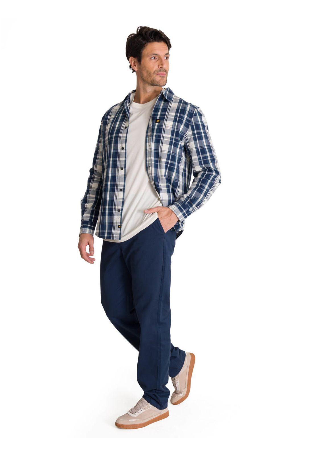 Camisa Manga Larga Hombre Poplin Azul-6