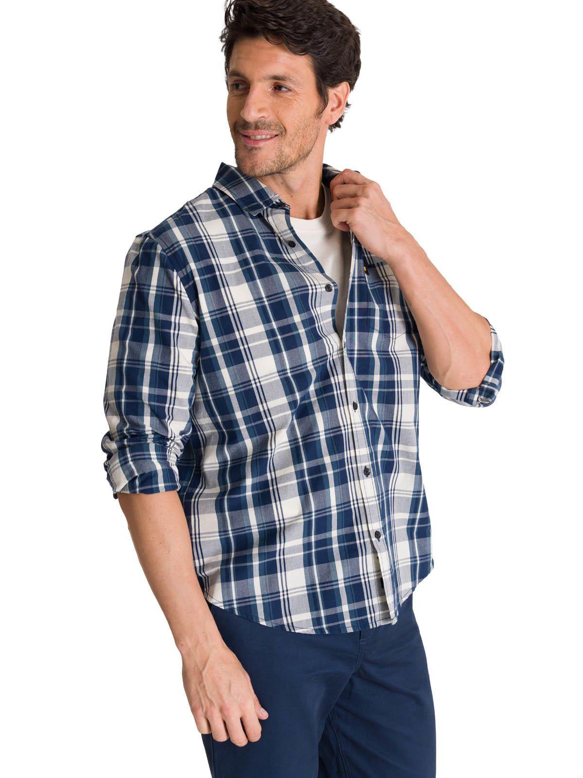 Camisa Manga Larga Hombre Poplin Azul-3