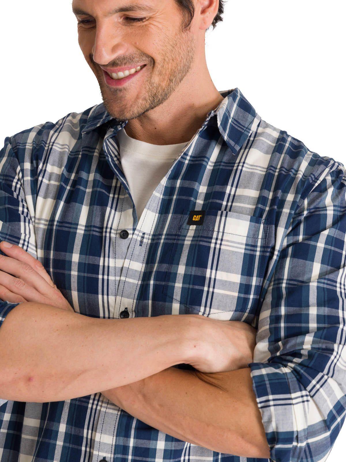 Camisa Manga Larga Hombre Poplin Azul-5