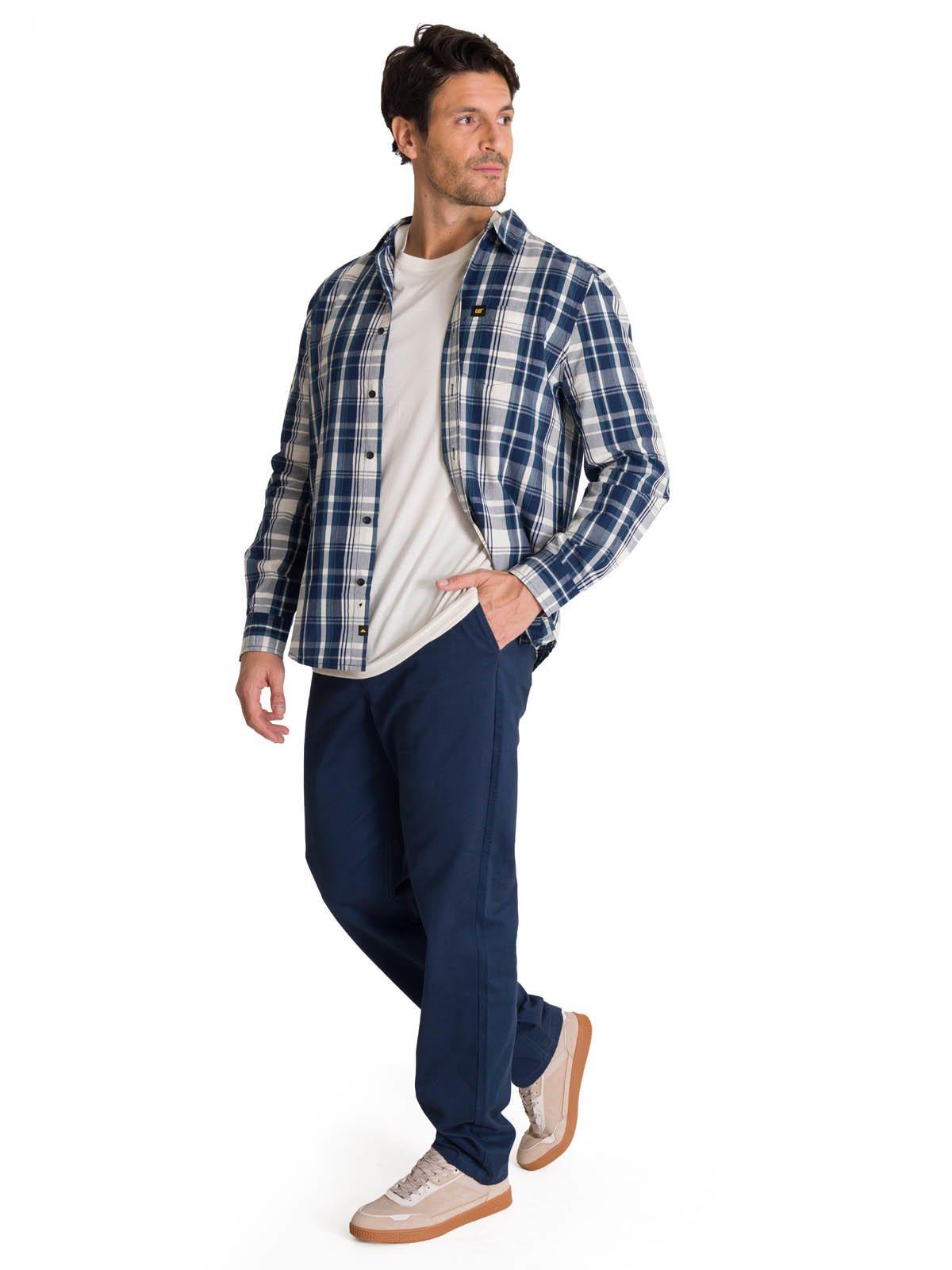 Camisa Manga Larga Hombre Poplin Azul-6