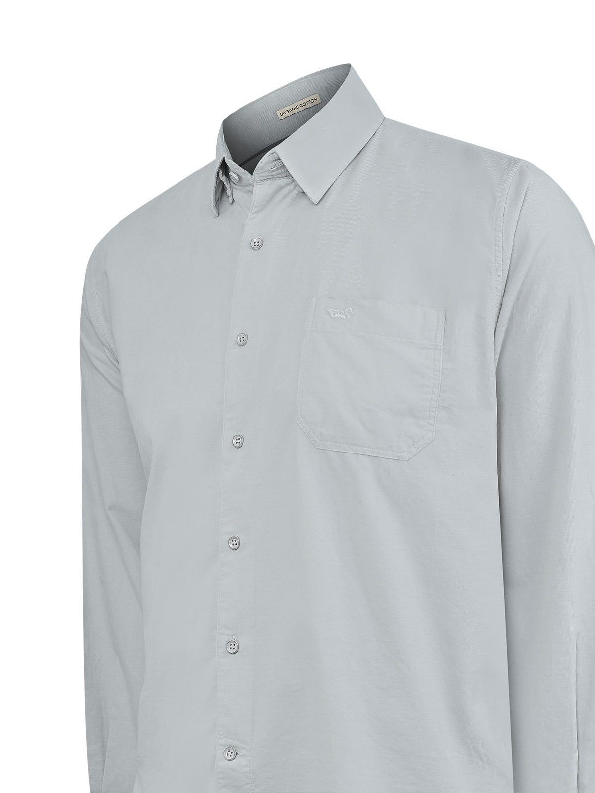 Camisa Algodón Orgánico Hombre Corduroy Gris claro-3