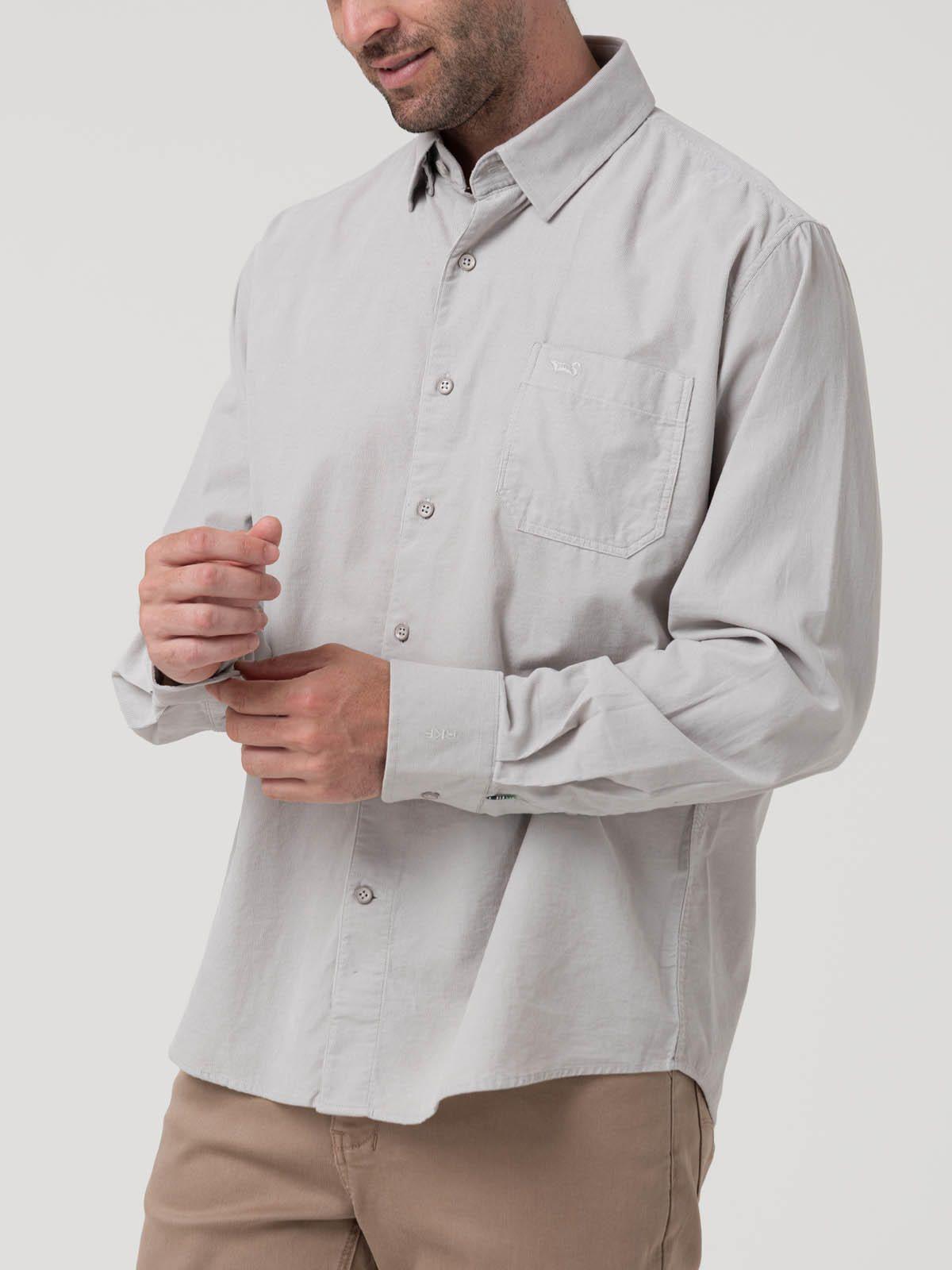 Camisa Algodón Orgánico Hombre Corduroy Gris claro-4