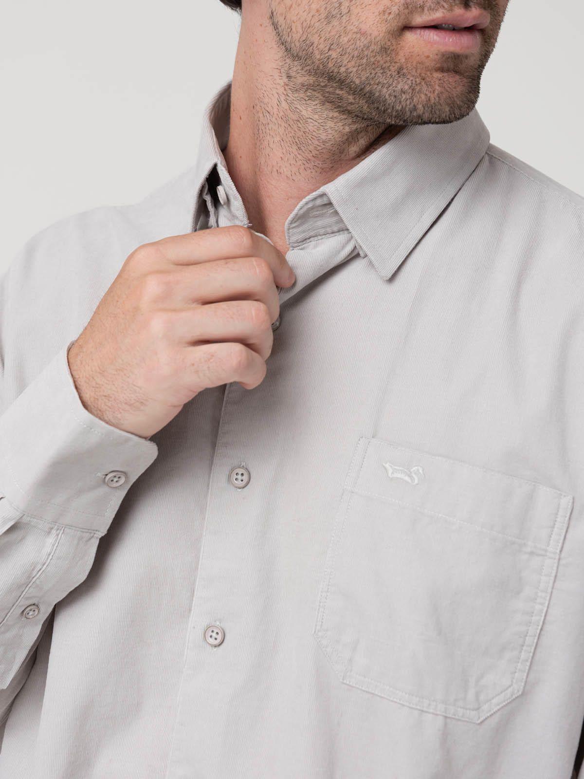 Camisa Algodón Orgánico Hombre Corduroy Gris claro-6