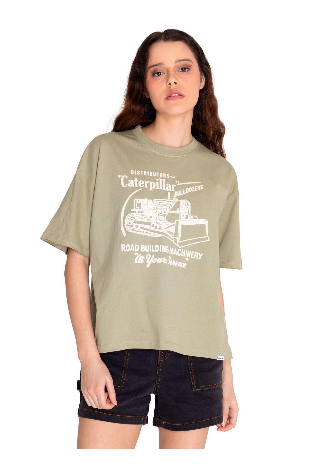 Polera Manga Corta Mujer Boxy HW Graphic1 Verde-0