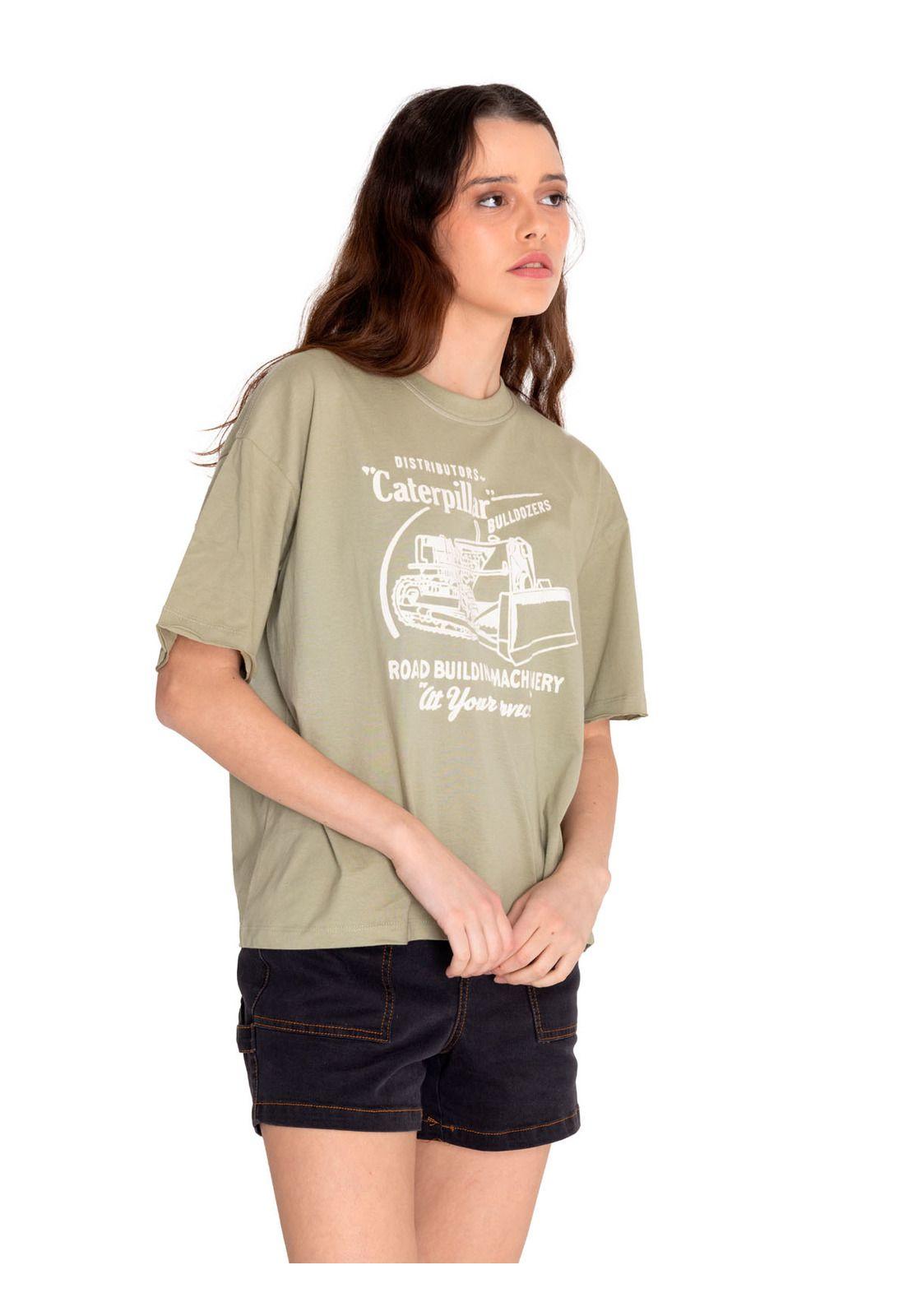 Polera Manga Corta Mujer Boxy HW Graphic1 Verde-1