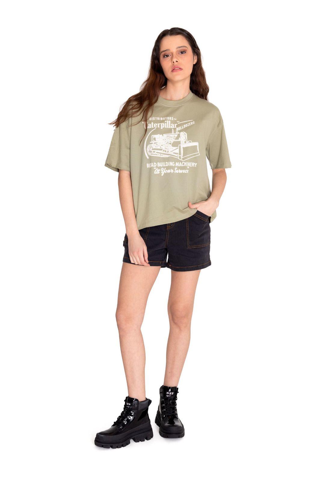 Polera Manga Corta Mujer Boxy HW Graphic1 Verde-5