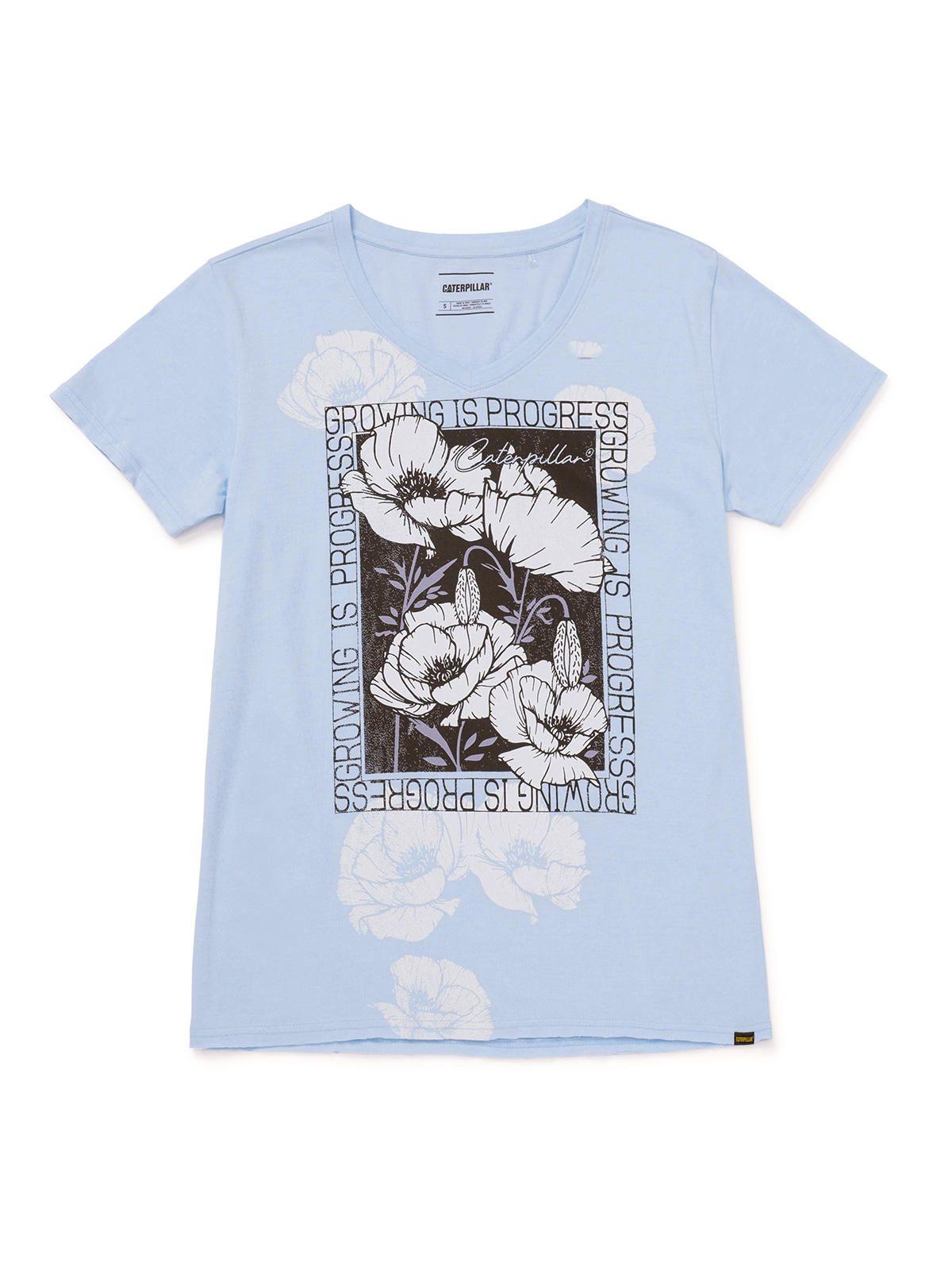 Polera Manga Corta Mujer W V-Neck Graphic3 Celeste-0