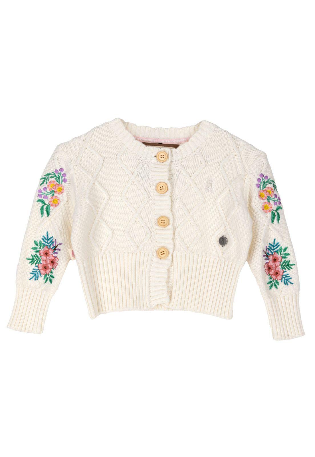 Chaleco Niña Rosas Beige-0