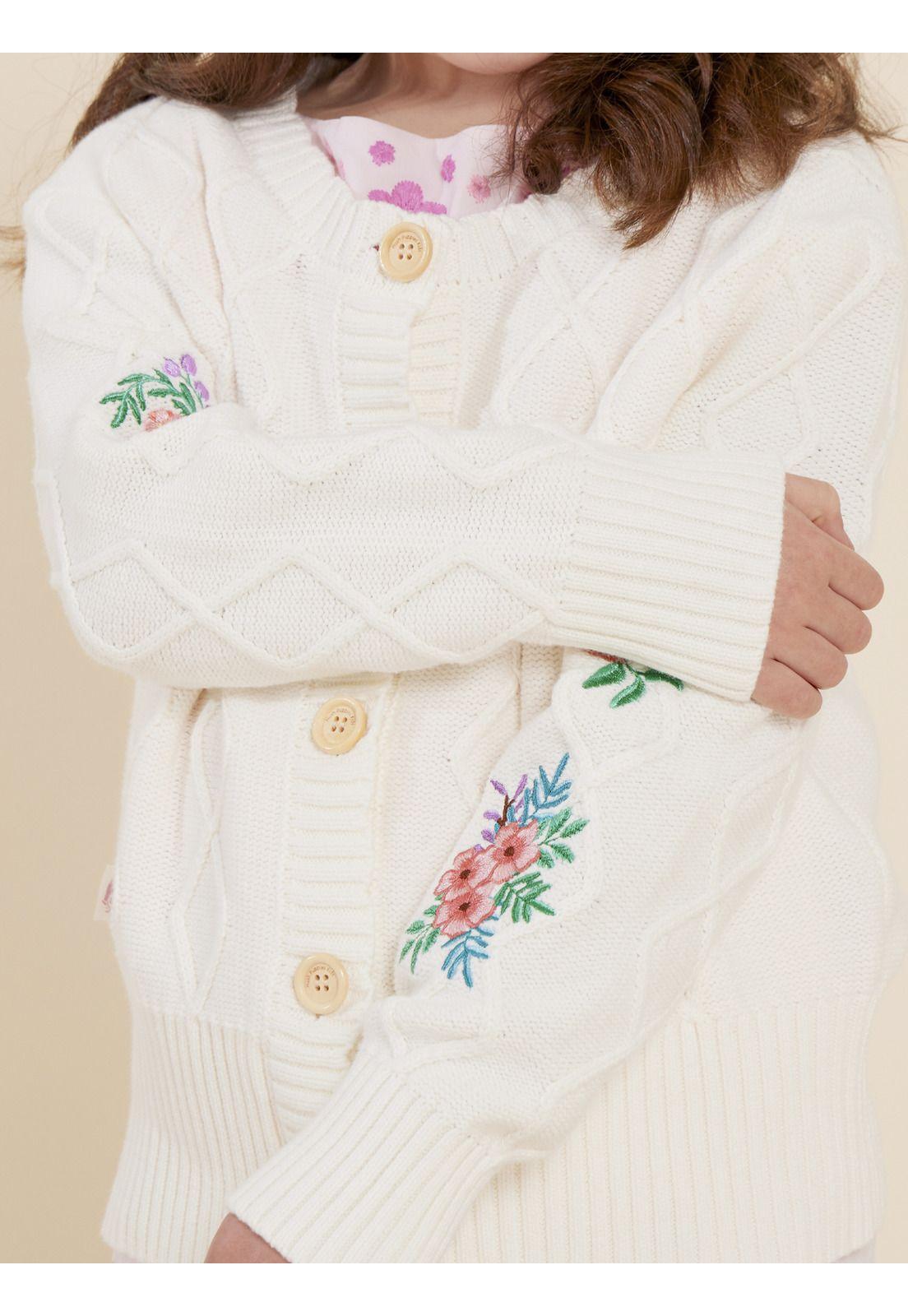 Chaleco Niña Rosas Beige-4