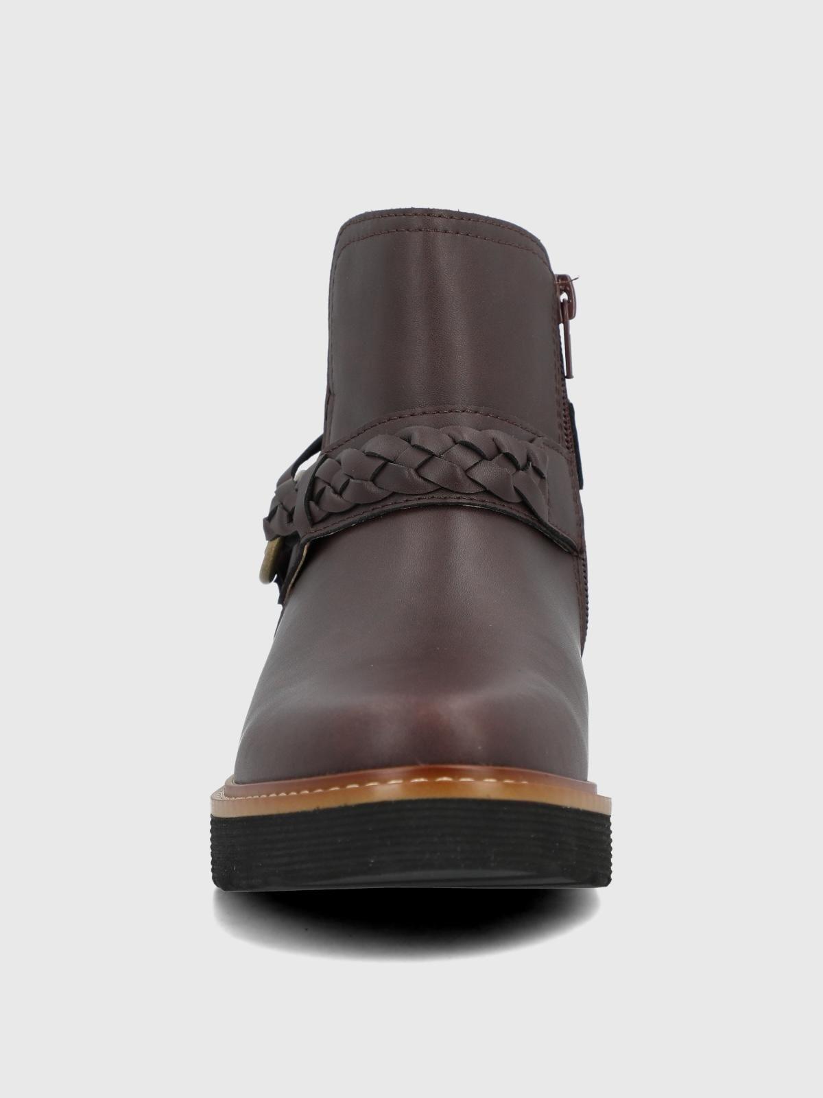 Botin Cuero Mujer Clide Burdeo-3