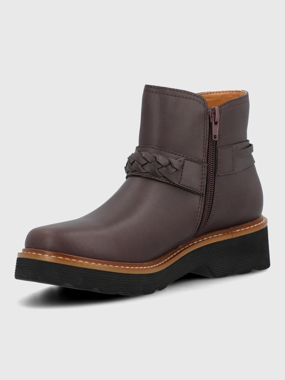 Botin Cuero Mujer Clide Burdeo-5