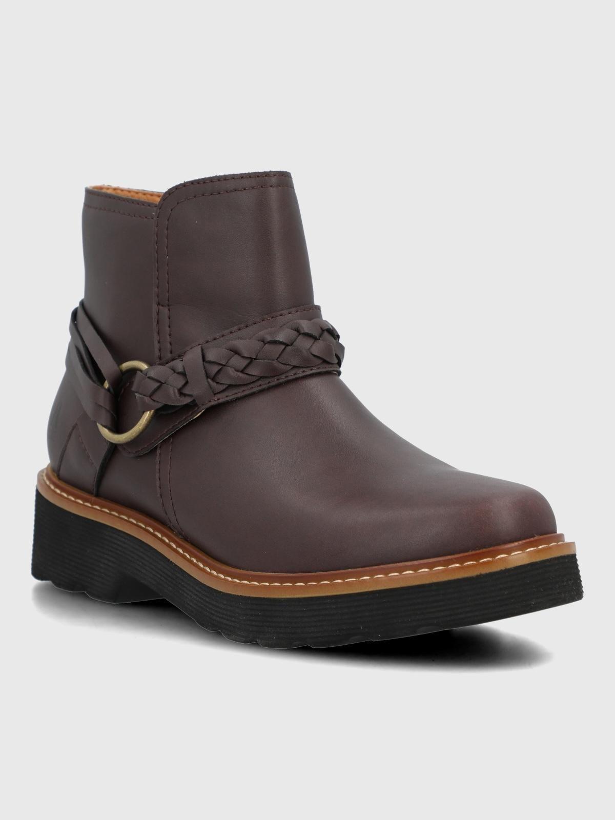 Botin Cuero Mujer Clide Burdeo-0