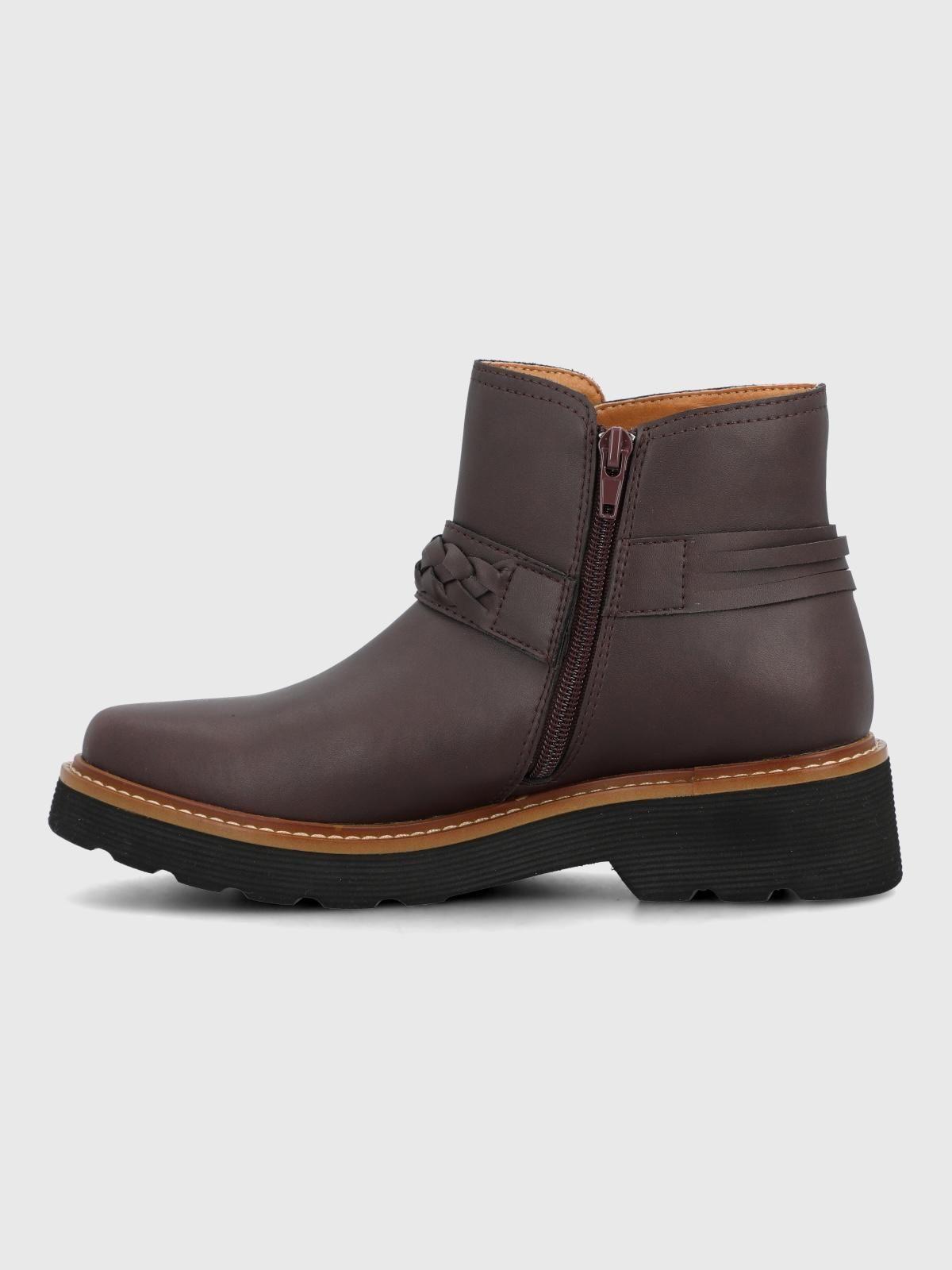 Botin Cuero Mujer Clide Burdeo-4