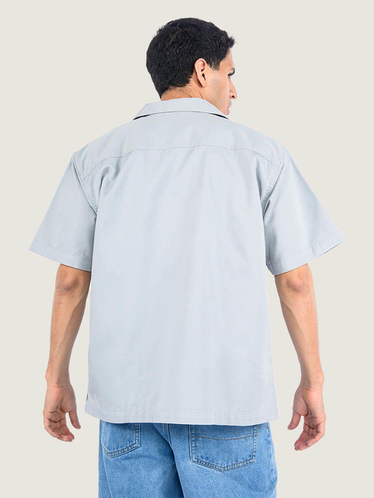 Camisa M/C Hombre Larkspur Solid Workw Gris-5