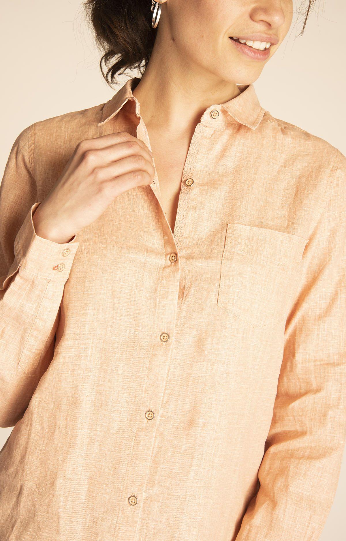 Blusa Lino Orgánico Mujer Lirio Naranja-3