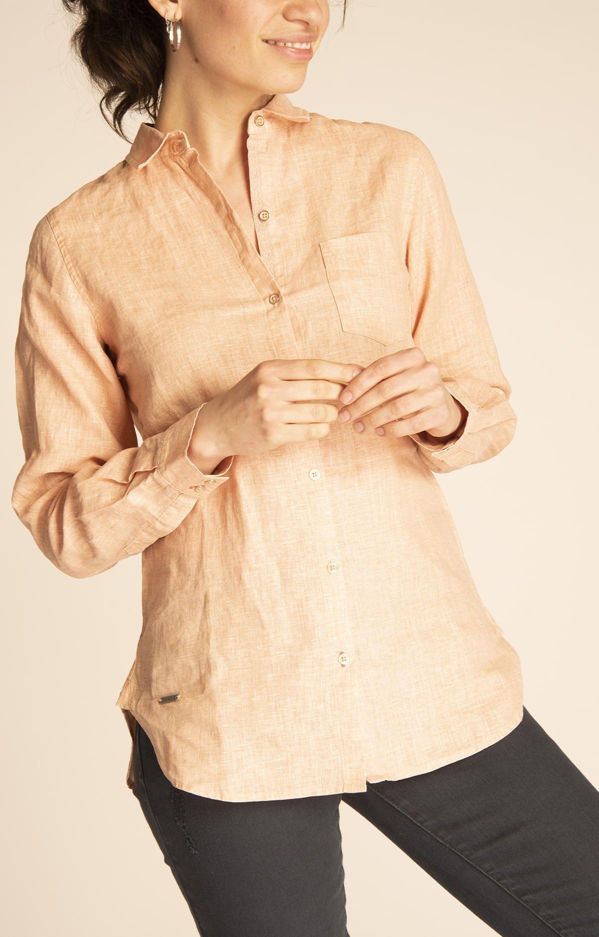 Blusa Lino Orgánico Mujer Lirio Naranja-4