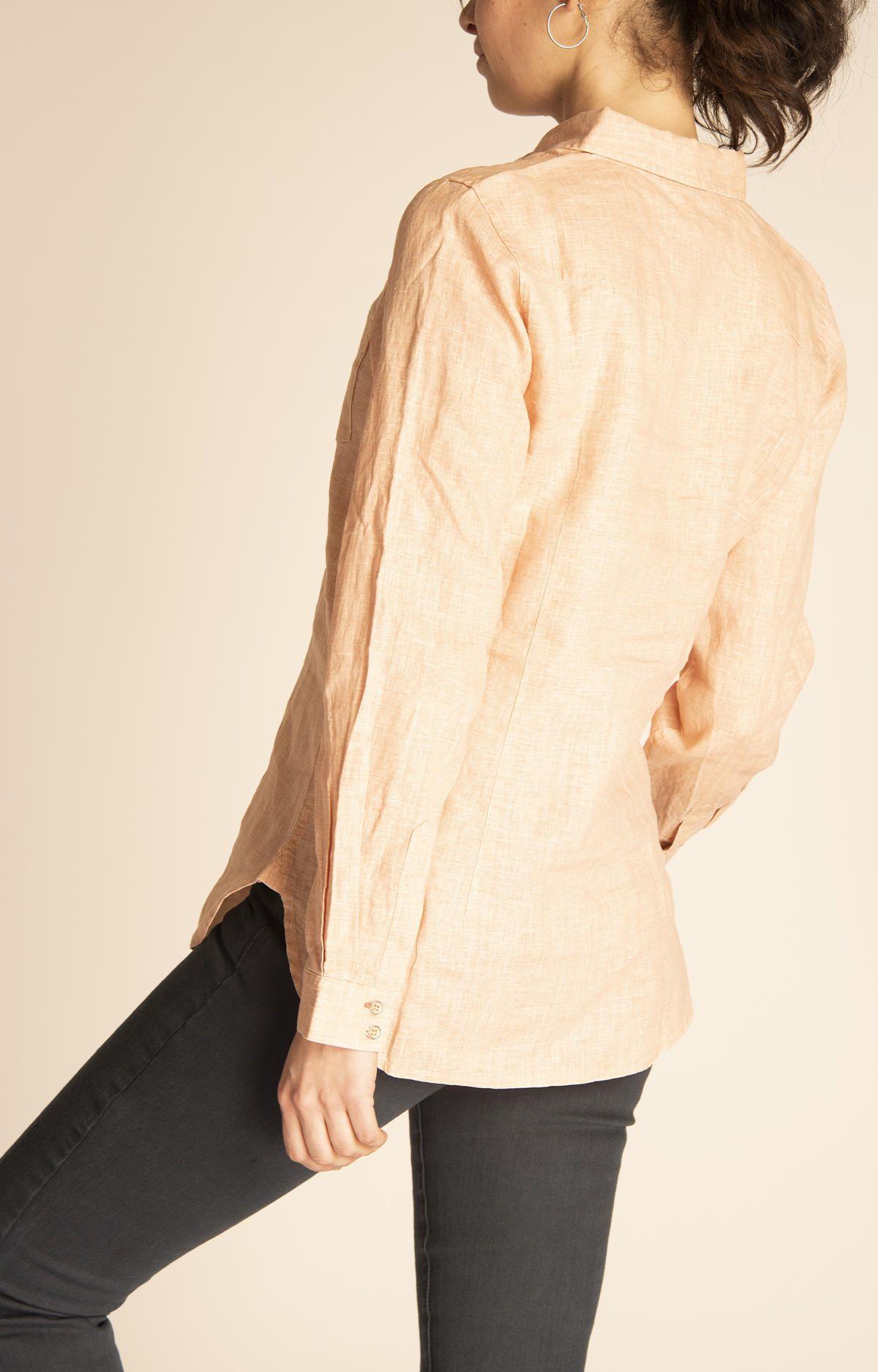 Blusa Lino Orgánico Mujer Lirio Naranja-5