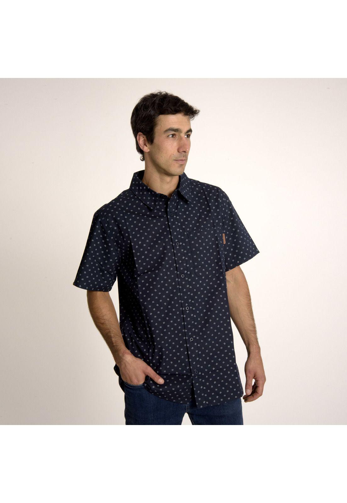 Camisa Hombre Patric Full Print Sh Azul Marino-1