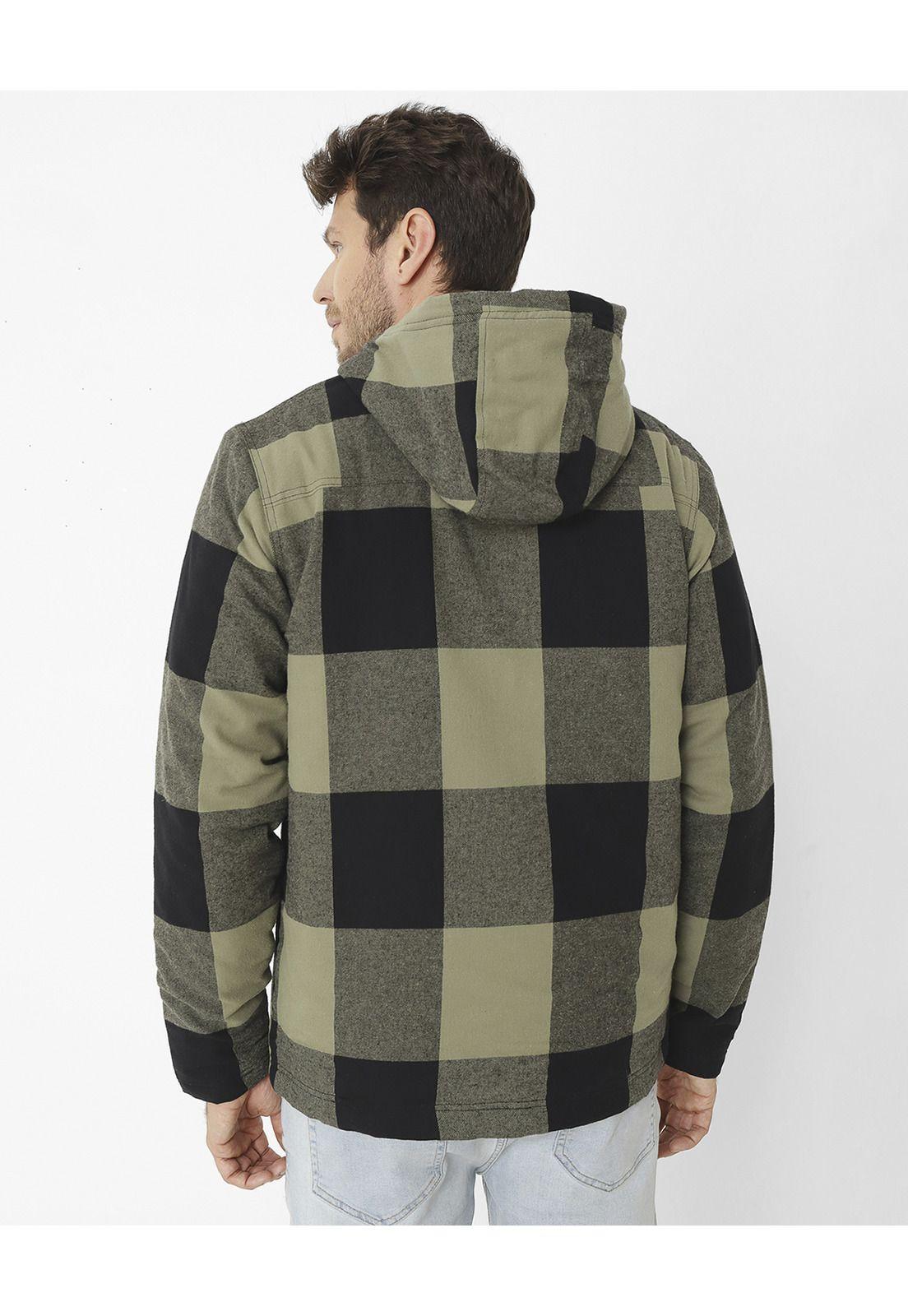 Chaqueta Flannel Snap Front Verde Hombre-1