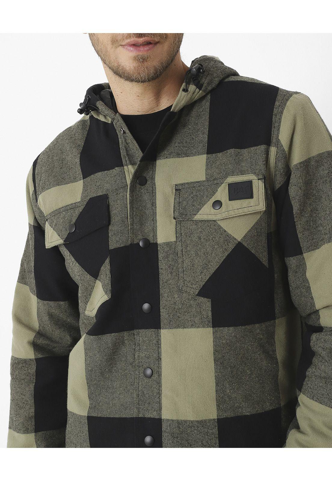Chaqueta Flannel Snap Front Verde Hombre-4