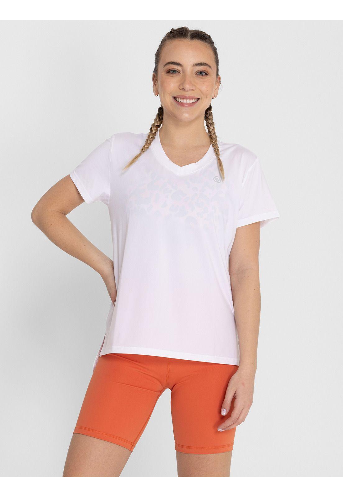 Polera Manga Corta V-Neck Blanco Mujer-0
