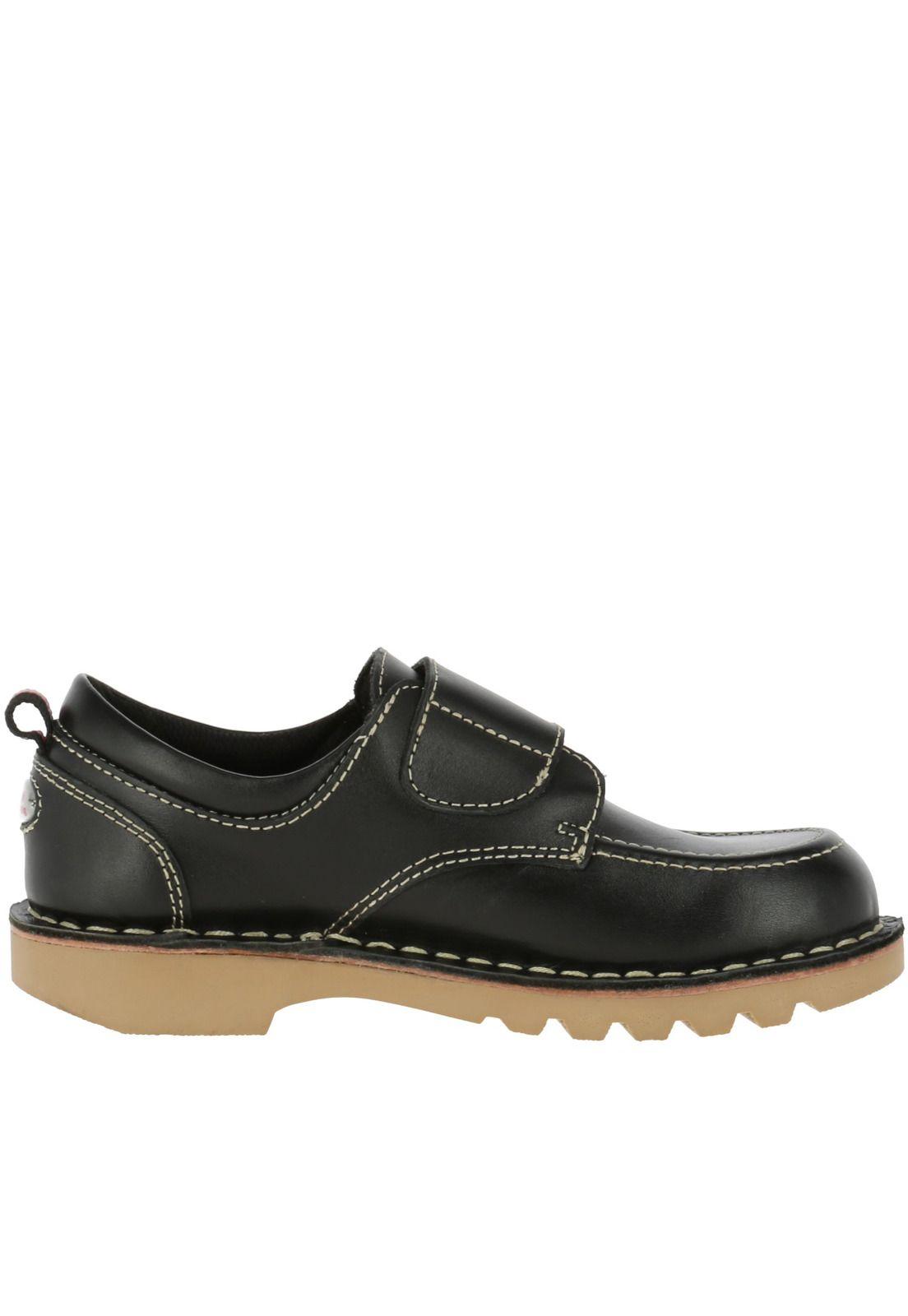 Zapato Niña Cuero Spring Velcro Ii Negro-3