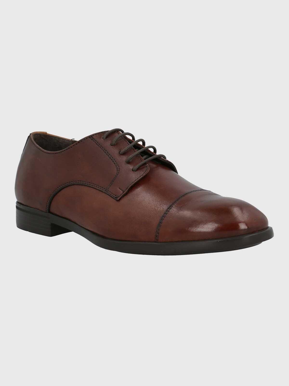 Zapato Italiano Hombre Cuero Leccio Café-0